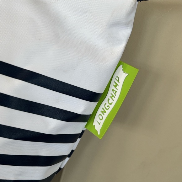 Longchamp Le Pliage Mariniere Zippered Shoulder Tote Blue White Nautical Stripes - Picture 3 of 16